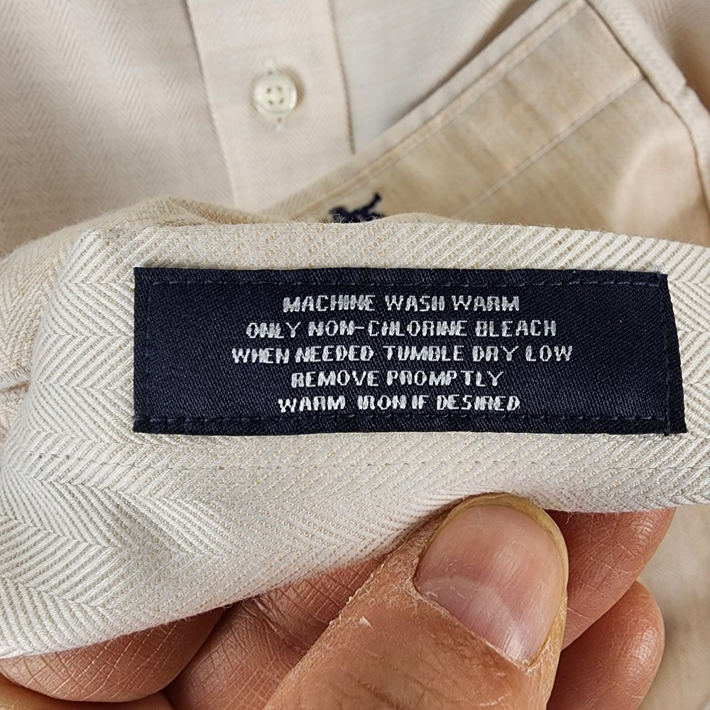 Hart Schaffner Marx Dress Shirt Mens 15.5/33 Cream Regular Fit Pima Cotton - Picture 4 of 10